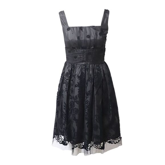 Anna Sui Sleeveless Pleated Lace Dress in Black Polyester - Picture 1 of 7